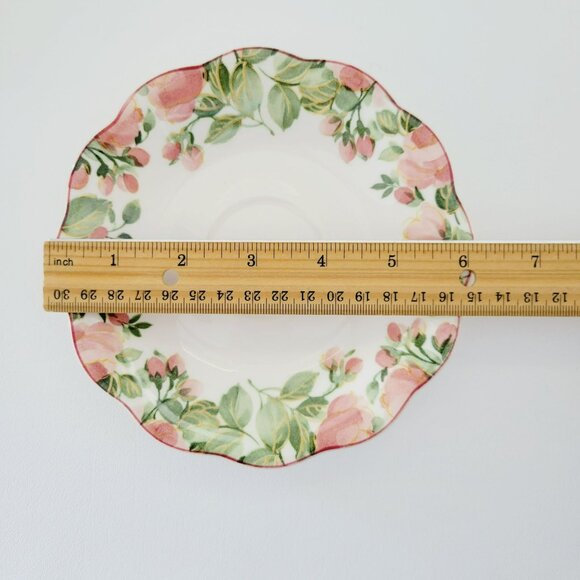 Vintage Nikko Precious Teacups & Saucers, 2 Sets, Red Poppy Flower Green Trim - Picture 10 of 16